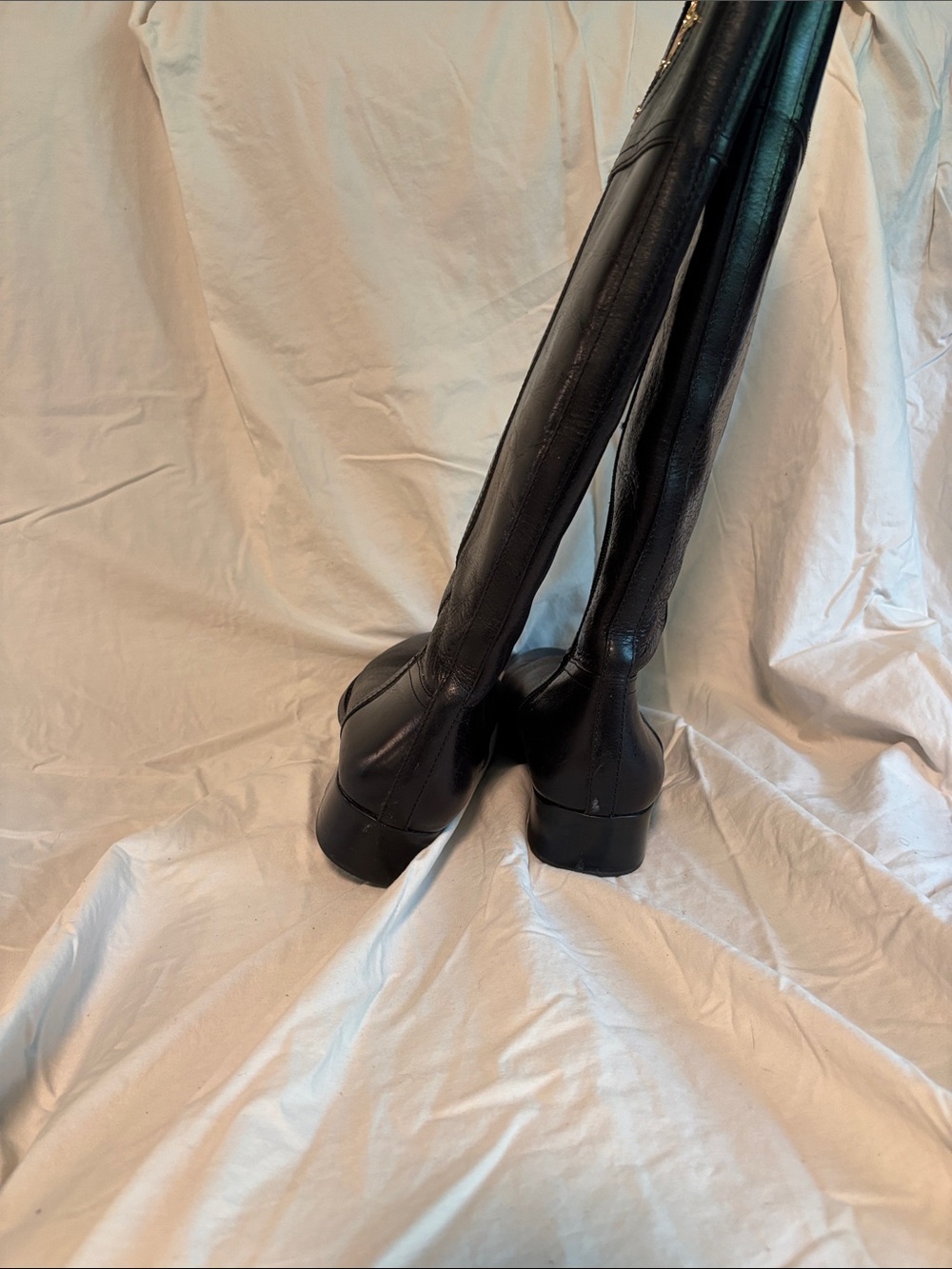 Tory Burch Black Leather Knee-High Zip Boots - Picture 4 of 6